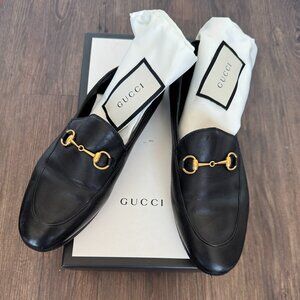 Black Gucci Brixton Horsebit Convertible Loafer, Sz 38.5 w/ Shoe Box, Dust Bags